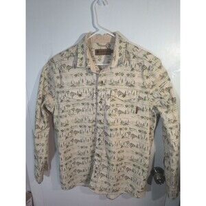 Levitate Mens Large New England Fishing Print Sustainable Organic Cotton Flannel